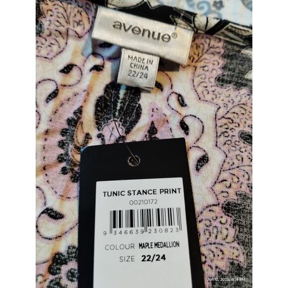 Avenue Women's Plus size 22/24 Floral Medallion Bohemian Mini Dress Flowy Tunic - Picture 7 of 12